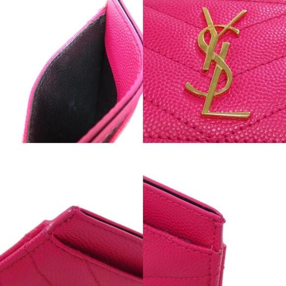 YVES SAINT LAURENT Pink Leather Card Holder - Picture 9 of 11